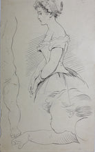 Load image into Gallery viewer, Augustus Hoppin, attributed to. Study of girl in a trimmed skating cap. Pen drawing. Late XIX C.
