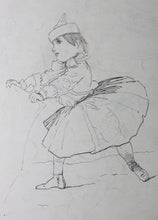 Load image into Gallery viewer, Augustus Hoppin, attributed to. Study of girl in a trimmed skating cap. Pen drawing. Late XIX C.
