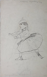 Augustus Hoppin, attributed to. Study of girl in a trimmed skating cap. Pen drawing. Late XIX C.