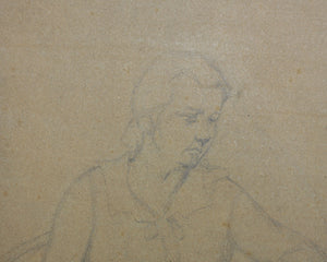 American realism. Female portrait. Graphite drawing. XX C.