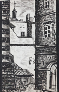 Feliks Dolgan. City landscape with turret and weather vane. Ink, pen. Mid XX C.