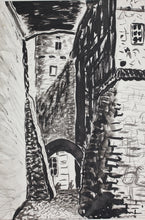 Load image into Gallery viewer, Feliks Dolgan. Narrow street of the old town. Ink, pen. Mid XX C.

