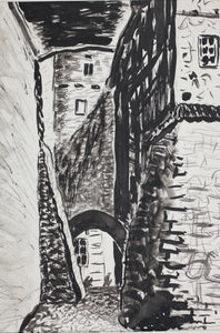 Feliks Dolgan. Narrow street of the old town. Ink, pen. Mid XX C.