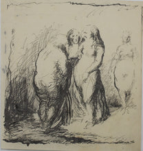 Load image into Gallery viewer, Unknown artist. Two sketches in Dutch Golden Age style. Three women. Mother and child. Pen &amp; ink. XX C.
