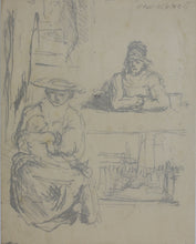 Load image into Gallery viewer, Unknown artist. Two sketches in Dutch Golden Age style. Three women. Mother and child. Pen &amp; ink. XX C.
