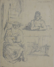 Load image into Gallery viewer, Two sketches in Dutch Golden Age style. Three women. Mother and child. Pen &amp; ink. XX C.
