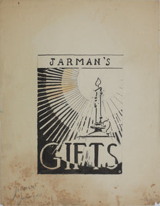 Jarman's Gifts. Ink and pen sketch of advertisement. 1935-36.