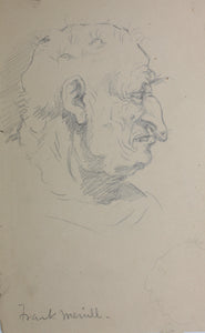 Frank T. Merrill. Grotesque sketches of Heads. Three pages. Pen, ink, and graphite. Mid XIX C.