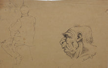 Load image into Gallery viewer, Frank T. Merrill. Grotesque sketches of Heads. Three pages. Pen, ink, and graphite. Mid XIX C.

