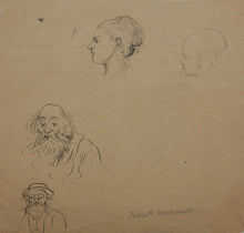 Load image into Gallery viewer, Frank T. Merrill. Grotesque sketches of Heads. Three pages. Pen, ink, and graphite. Mid XIX C.
