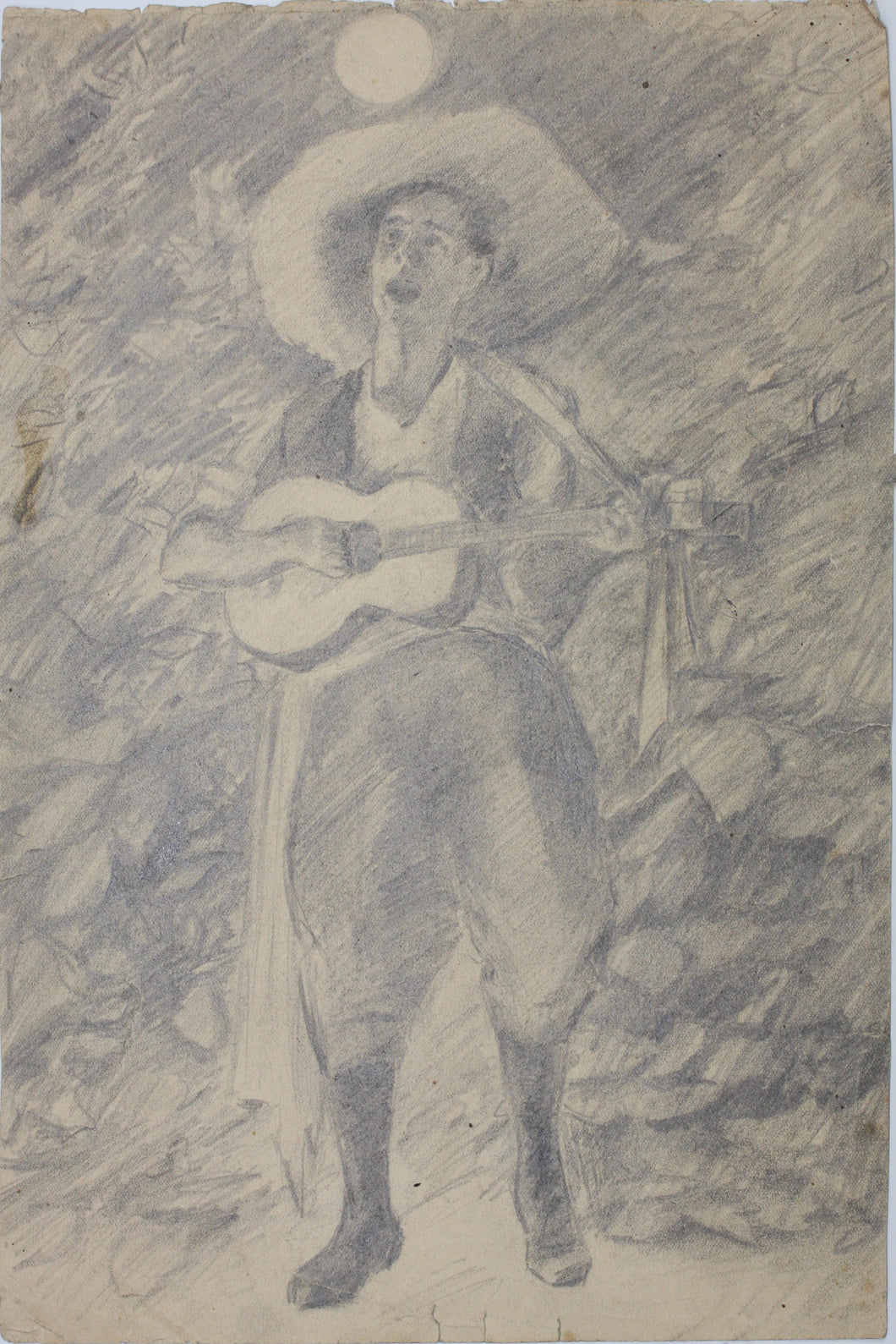 Serenader (Romancero). Homage to Federico García Lorca. Graphite drawing. XX C.