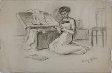 Load image into Gallery viewer, Mary Mel...(?) [illegible]. Old love letters. Two graphite drawings on two sheets. Late XIX C.
