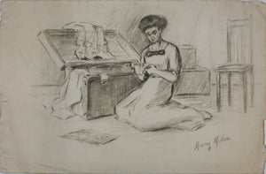Mary Mel...(?) [illegible]. Old love letters. Two graphite drawings on two sheets. Late XIX C.