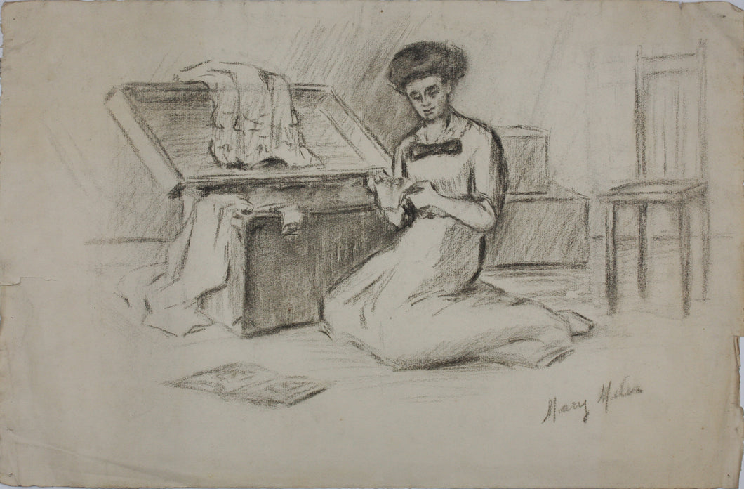 Mary Mel...(?) [illegible]. Old love letters. Two graphite drawings on two sheets. Late XIX C.