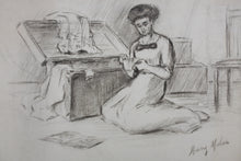 Load image into Gallery viewer, Mary Mel...(?) [illegible]. Old love letters. Two graphite drawings on two sheets. Late XIX C.
