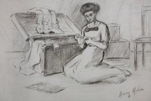 Mary Mel...(?) [illegible]. Old love letters. Two graphite drawings on two sheets. Late XIX C.