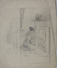 Load image into Gallery viewer, Mary Mel...(?) [illegible]. Old love letters. Two graphite drawings on two sheets. Late XIX C.
