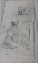 Load image into Gallery viewer, Mary Mel...(?) [illegible]. Old love letters. Two graphite drawings on two sheets. Late XIX C.
