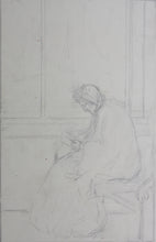 Load image into Gallery viewer, Study of a reading woman. Graphite drawing. Late XIX C.
