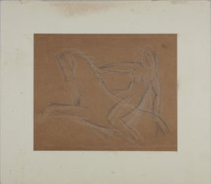 Daniel Massen, attributed to. Rider. Graphite and pastel drawing. Likely 1920s-1930s.