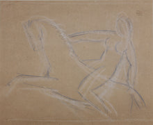 Load image into Gallery viewer, Daniel Massen, attributed to. Rider. Graphite and pastel drawing. Likely 1920s-1930s.
