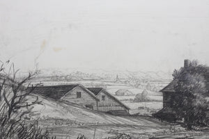Ulysses Ricci, attributed to. American Landscape. Graphite drawing. XX C.