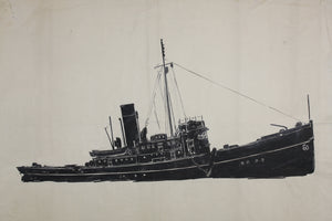 Steam Tug Boat. Ink, brush. Mid XX C.