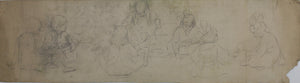 American Impressionism. At the Resort. Boys, girls and mothers enjoying leisure time at a resort. Sketches for murals. Watercolor and graphite. Early XX C.