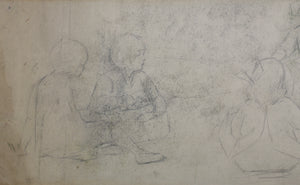 American Impressionism. At the Resort. Boys, girls and mothers enjoying leisure time at a resort. Sketches for murals. Watercolor and graphite. Early XX C.