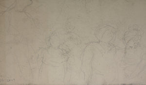 American Impressionism. At the Resort. Boys, girls and mothers enjoying leisure time at a resort. Sketches for murals. Watercolor and graphite. Early XX C.