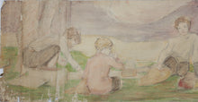 Load image into Gallery viewer, American Impressionism. At the Resort. Boys, girls and mothers enjoying leisure time at a resort. Sketches for a Murals. Watercolor and graphite. Early XX C.
