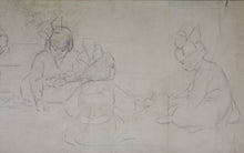 Load image into Gallery viewer, American Impressionism. At the Resort. Boys, girls and mothers enjoying leisure time at a resort. Sketches for murals. Watercolor and graphite. Early XX C.
