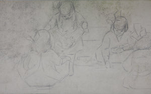 American Impressionism. At the Resort. Boys, girls and mothers enjoying leisure time at a resort. Sketches for murals. Watercolor and graphite. Early XX C.