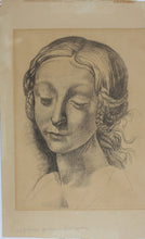 Load image into Gallery viewer, Leonardo da Vinci, after. Jay P. Stewart. Girls Head, Milan. Charcoal drawing. Second Half of XX C.
