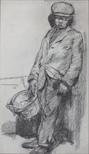 Load image into Gallery viewer, Study of a standing man with basket in his hands. Graphite drawing.  Mid XX C.
