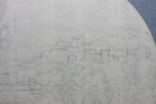 Load image into Gallery viewer, Landscape with a fortress on the hill. Graphite drawing. Tondo. XVIII C.

