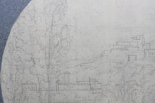 Load image into Gallery viewer, Landscape with a fortress on the hill. Graphite drawing. Tondo. XVIII C.
