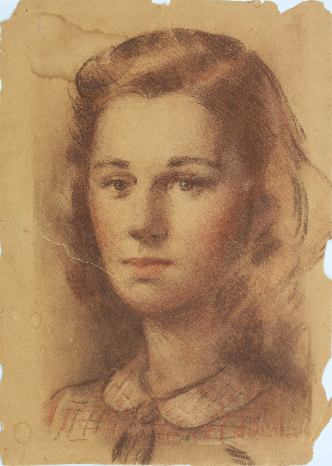 Portrait of a Young Lady. Pastel chalks drawing. XX C.
