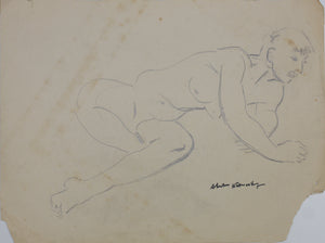 Study of male nude. Graphite drawing. XX C.