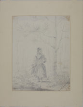 Load image into Gallery viewer, Carningham. A young girl walking along the alley of the park. Graphite drawing. c. 1827.
