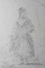 Load image into Gallery viewer, Carningham. A young girl walking along the alley of the park. Graphite drawing. c. 1827.
