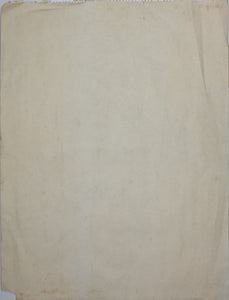 S. Hart. Work cart placed on its end and leaned against a wall for the winter. Ink and brush drawing. 1974.
