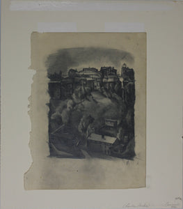 Charles Locke. Cityscape. Graphite drawing. 1920s.