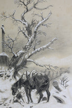 Load image into Gallery viewer, Death of a lonely traveler in the snowy mountains. Chalk and white wash. XIX-XX C.
