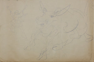 Jack Bennett. Female portrait, Bar scene, Cowboy, Bull, Party Pooper etc. Three sheets of graphite drawings. XX C.