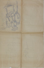 Load image into Gallery viewer, Jack Bennett. Female portrait, Bar scene, Cowboy, Bull, Party Pooper etc. Three sheets of graphite drawings. XX C.
