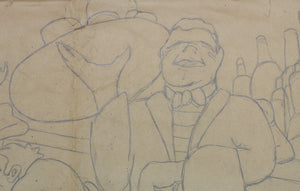 Jack Bennett. Female portrait, Bar scene, Cowboy, Bull, Party Pooper etc. Three sheets of graphite drawings. XX C.