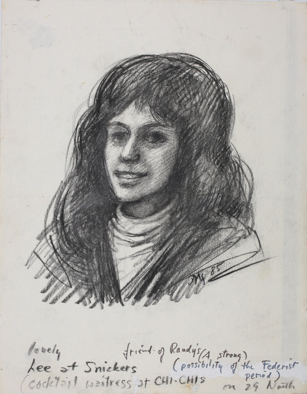 John Middleton Freeman. Portrait of Lovely Lee. Graphite drawing. 1985.