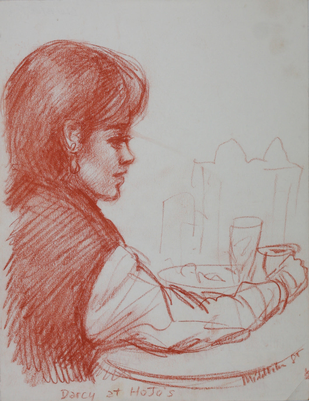 John Middleton Freeman. Portrait of Darcy. Sanguine drawing. 1985.