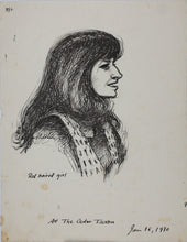 Load image into Gallery viewer, John Middleton Freeman. Portrait of a red haired girl. Ink drawing. 1970.
